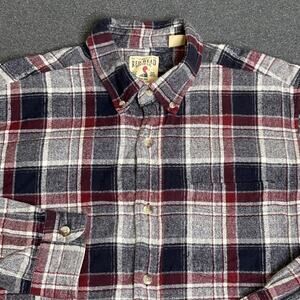 RedHead Flannel Shirt Mens Large Red Navy Plaid Button Front Casual Workwear